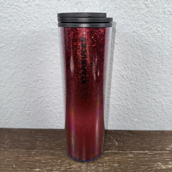 Starbucks 2019 Holiday Limited Red Cascading Glitter Tumbler 16oz Cold Cup - Picture 2 of 5